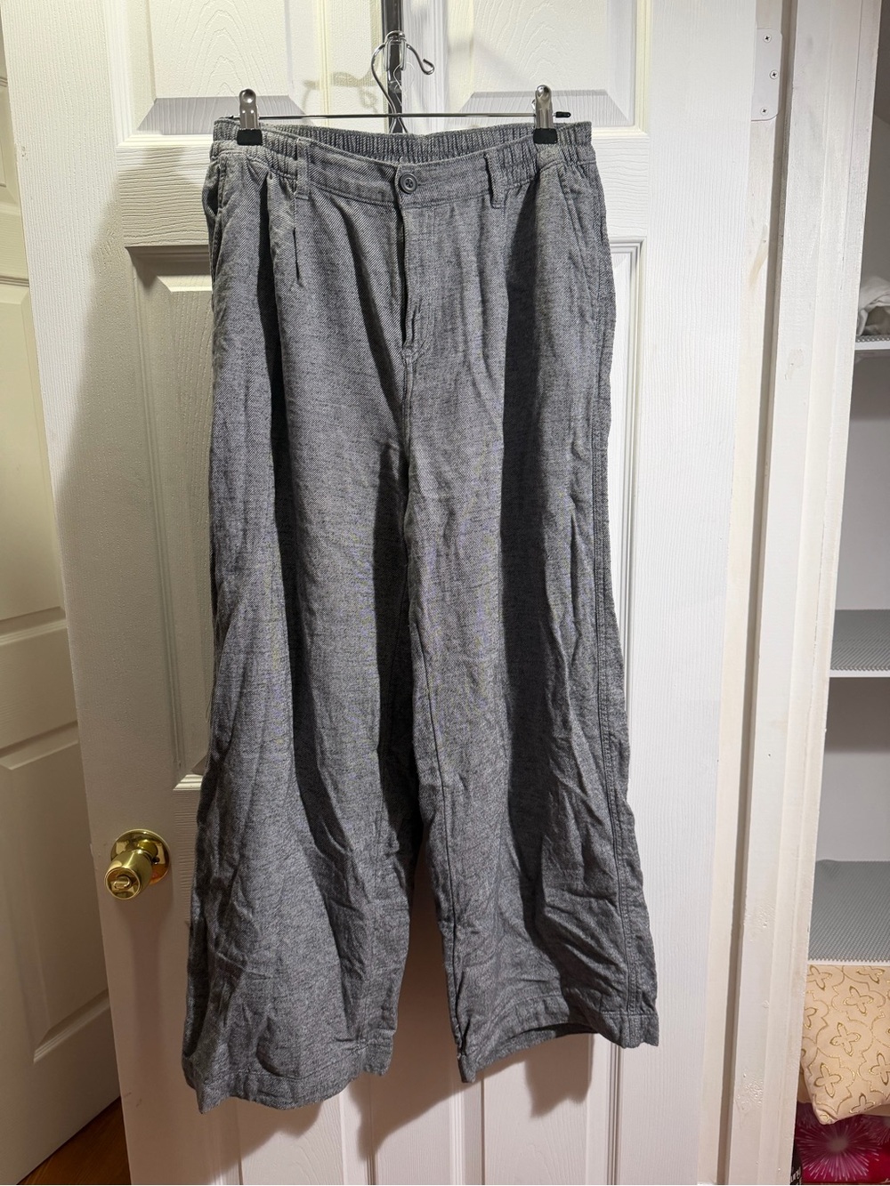 Aerie Gray Twill Wide-Leg Pants — Size M
